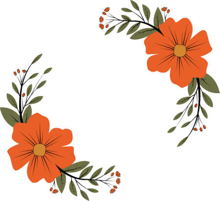 flower wreath for copy spaceのイラスト素材