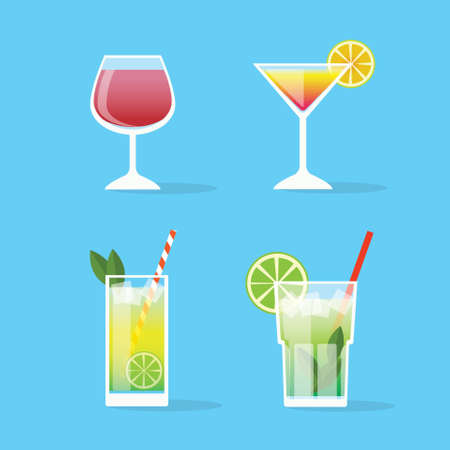 cocktails set alcohol drinks glassesのイラスト素材