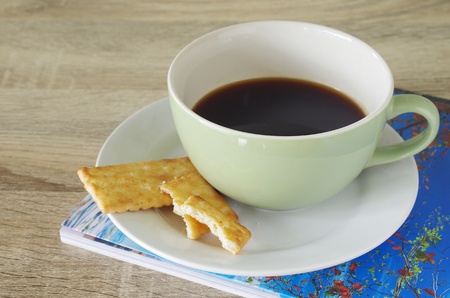 butter with black coffeeの写真素材