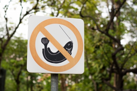 No fishing sign in park areaの写真素材