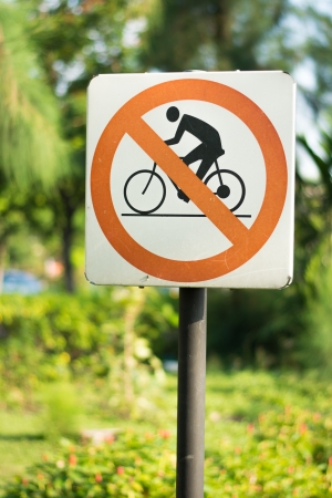 Do not ride a bicycle in the parkの写真素材