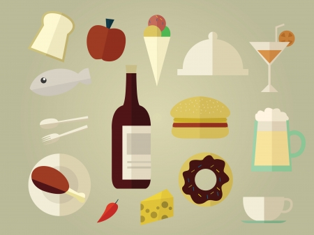 food icons flat styleのイラスト素材