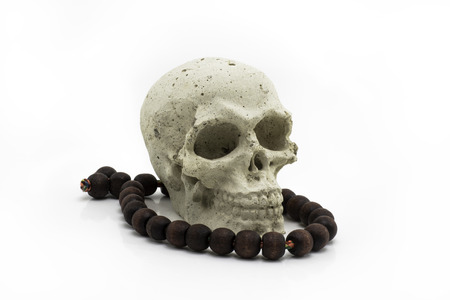 Skull with Paternoster isolatedの写真素材