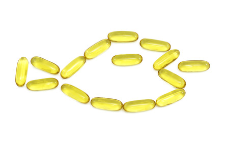 Fish oil with fish concept isolatedの写真素材