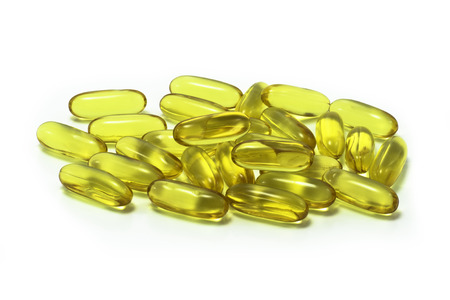 Closeup Fish Oil Isolated On White Backgroundの写真素材