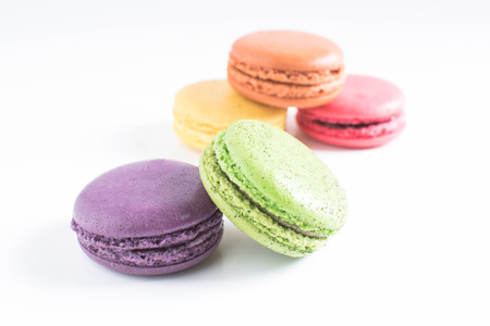 Macarons isolated on whiteの写真素材