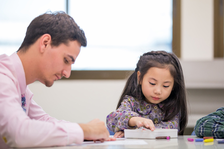 Portrait of Asian girl learning at classroom, Children with education concept.の写真素材
