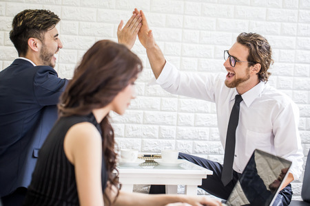 Businesspeople Sitting in office and Work Together. Businessman have a Meeting with Team....
