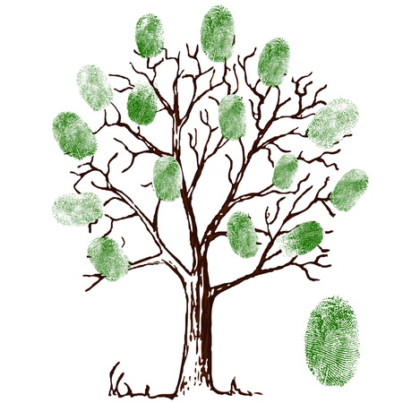 Vector illustration of tree with fingerprintsのイラスト素材