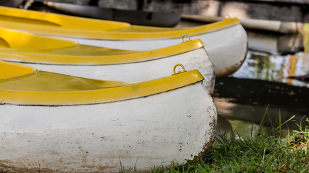 canoes at pier in park