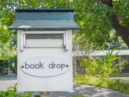 select focus, book drop box in front of library.の写真素材