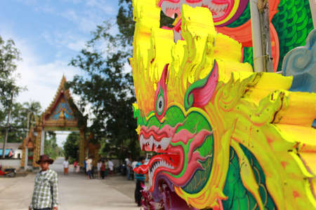 NaKhon Si Thammarat, THAILAND - OCT 9: Unidentified people participate at the parade in \"Chak Phra Festival\" a traditional buddhist festival on October 31, 2014 NaKhon Si Thammarat, Southern of Thailand.のeditorial素材