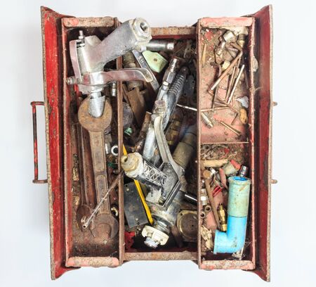 old rusty  equipment box on white backgroundの写真素材