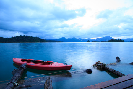 Khao Sok National Park, Mountain and Lake in Southern Thailand, boat.long speed shutter.のeditorial素材