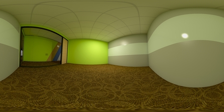 3d illustration spherical 360 vr degrees, a seamless panorama of the office meeting room and interior design (3D rendering)の写真素材