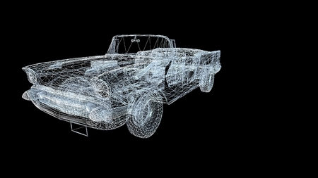 car model body structure, wire model with Reflect 3d renderingの写真素材