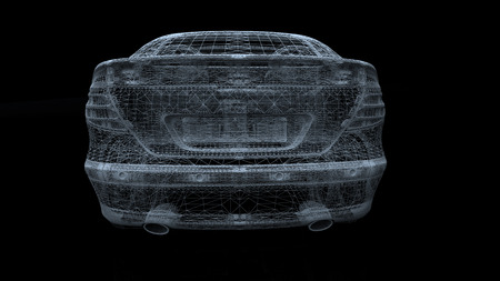 car model body structure, wire model 3d renderingの写真素材