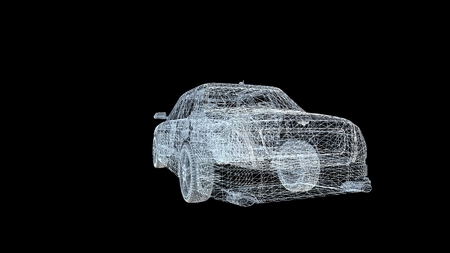 car  model body structure, wire model / 3d renderingの写真素材
