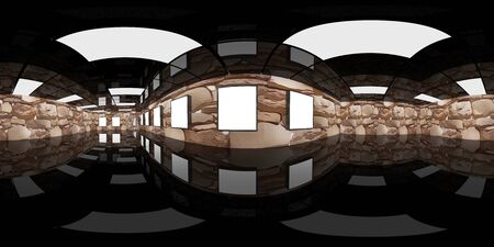 3d gallery room illustration spherical 360 vr degrees, a seamless panorama of the room and interior...