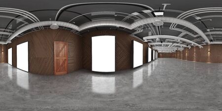 3d gallery room illustration spherical 360 vr degrees, a seamless panorama of the room and interior design for business room (3D rendering)の写真素材