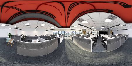 3d illustration spherical 360 vr degrees, a seamless panorama of the room and interior design (3D...