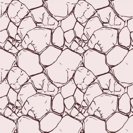 hand-drawn texture of brick wall or sett. castle  stone Seamless pattern of paver. Urban style structured ornament in line art style. Pattern design for travel outdoors.のイラスト素材
