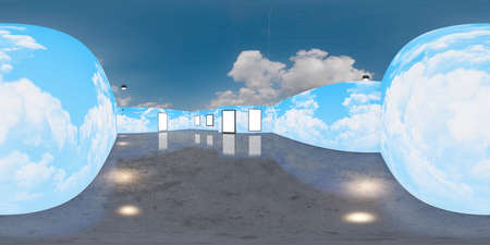 3d gallery room  illustration spherical 360 vr degrees, a seamless panorama of the room and interior...