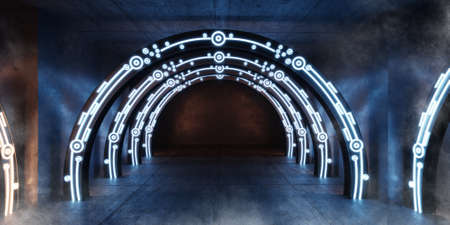 Cyber Neon Sci Fi Futuristic Room 3D Rendering