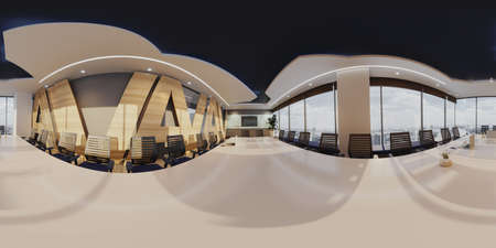 3d illustration spherical 360 degrees, a panorama of the room and interior design. office (3D...
