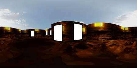 3d gallery room illustration spherical 360 vr degrees, a seamless panorama of the room and interior...
