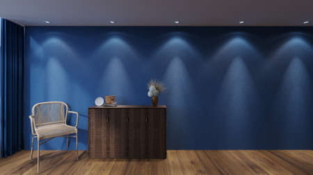 living room Minimal style mock up poster frame interior background, living room, 3D render, 3D illustrationの写真素材