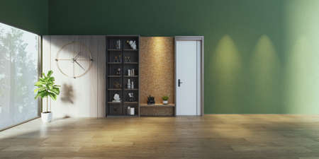 living room Minimal style mock up poster frame interior background, living room, 3D render, 3D illustrationの写真素材