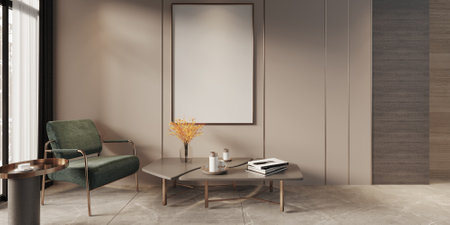 dining room   style  mock up poster frame interior background,3D render, 3D illustration