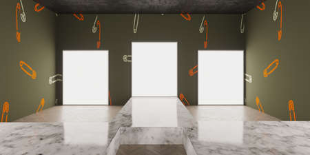 3D renderring interior modern stage event led tv light night staging (3D rendering)の写真素材