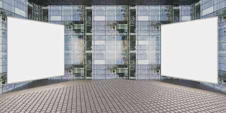 Blank billboard in a modern office, 3d rendering. Computer digital drawing.