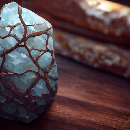 crystal candle on a wooden table, close-up, selective focusの写真素材