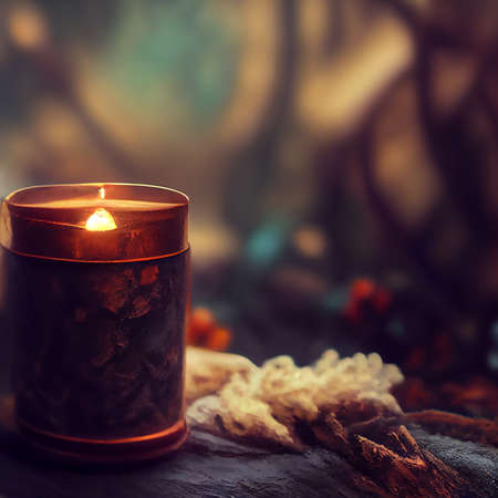 Candle on a dark background. Vintage style toned picture.の写真素材