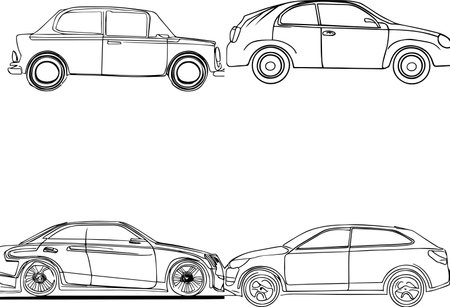 sketch of cars on a white background. Vector illustration.のイラスト素材