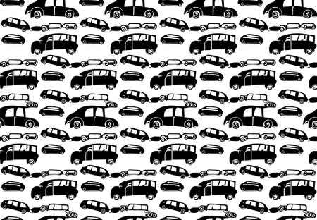 Seamless pattern with silhouettes of cars. Vector illustration.のイラスト素材