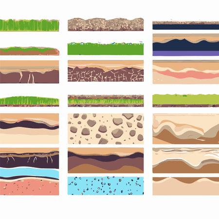 Seamless pattern with different types of soil layers. Vector illustrationのイラスト素材