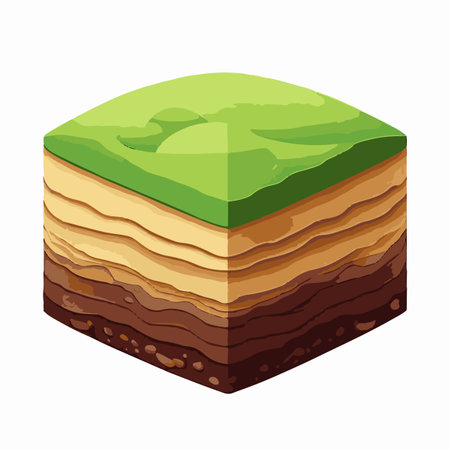 Isometric lava ground layers isolated on white background. Vector cartoon illustration.のイラスト素材
