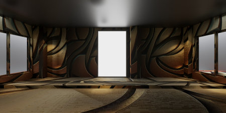 3d render of interior room with wooden floor.の写真素材