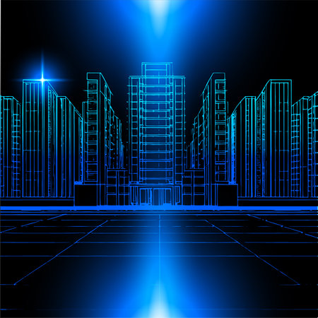 Abstract future city background, futuristic architecture and technology, vector illustration.のイラスト素材