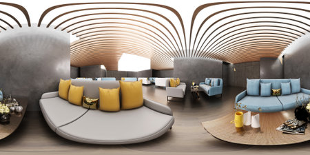 3d rendering of modern living room with sofa and coffee table.