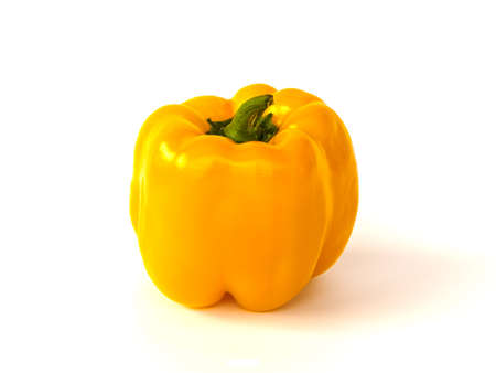 Yellow bell pepper isolated on white backgroundの写真素材