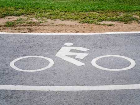 Close Up of Bike Lane Signの写真素材
