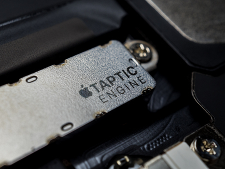 Chiang Rai, Thailand: April 8, 2017 - Close-up image of Taptic Engine (vibration) module inside of...