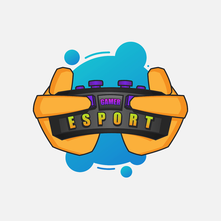 Gaming joystick in gamer hand. Esport, game lover or gamer conceptのイラスト素材