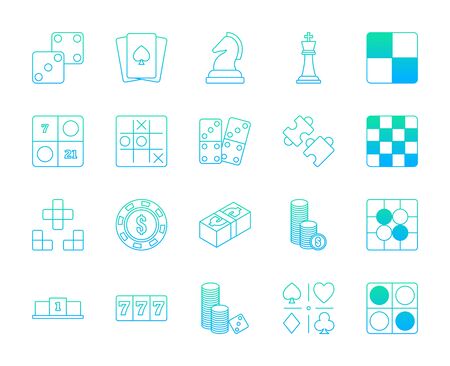 Lineal gradient design icon set of casino, puzzle and board game. Esport concept.のイラスト素材