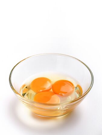 Close up image of organic chicken eggs are one of the food ingredients with copy space on white background. Organic chicken eggs food ingredients concept.
の写真素材